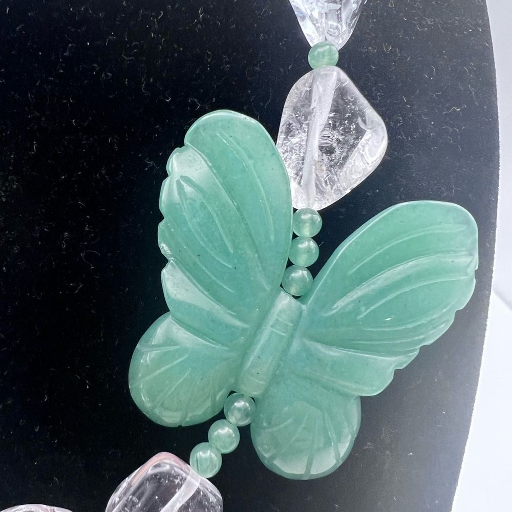 Stunning Butterfly Statement Necklace with Natural Crystal & Sterling Silver - Picture 6 of 10